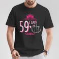 I Am 59 Plus 1 Middle Finger Pink Crown 60Th Birthday T-Shirt Unique Gifts