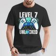 7 Year Old Gamer Gaming 7Th Birthday Level 7 Unlocked T-Shirt Funny Gifts
