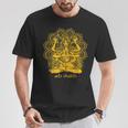 Adi Shakti Herren T-Shirt, Spirituelles Yoga Motiv Gold auf Schwarz Lustige Geschenke