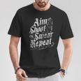 Aim Shoot Swear Repeat Archery Archer Vintage Retro T-Shirt Unique Gifts