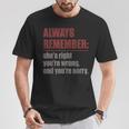 Always Remember Shes Right Your Sorry Dad JokeT-Shirt Unique Gifts