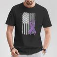 Alzheimers Awareness Usa American Flag Alz Dementia Ribbon T-Shirt Unique Gifts