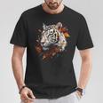 Arte De Tigre Otoño Hojas Zoo Animal Tigre Camiseta unisex Regalos divertidos