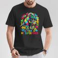 Autism Is My Superpower Autism Kid Colorful Puzzle Dinosaur T-Shirt Unique Gifts