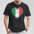 Bandera Italiana Con Diseño De Corazón Con Texto En Inglés Proud To Be Italian I Love Ital Camiseta unisex Regalos divertidos