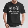 Bärtigermann Alles In Einem Bear Tiger Viking Man Black T-Shirt Lustige Geschenke