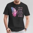 Blessed By God Loved By Jesus Pink Butterfly T-Shirt Unique Gifts