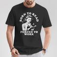 Born To Read Forced To Work Bookworm Librarian Retro Bookish T-Shirt Funny Gifts