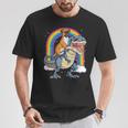 Boxer Riding DinosaurRex Dog Lover Boys Kids Rainbow T-Shirt Unique Gifts