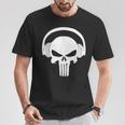 Calavera Dj Con Cascos Dj Skull Headphones Camiseta unisex Regalos divertidos