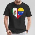 Camisaenezolana Mexicana Corazón Banderaenezuela México Camiseta unisex Regalos divertidos
