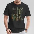 Camo Flag Deer Bow Hunting Patriotic Hunter Dad Archer T-Shirt Personalized Gifts