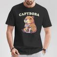 Capybara Capybara Rodent Capyboba Boba Milk Tea T-Shirt Funny Gifts