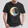 Celestial Cat And Girl Reading Book Read Moon T-Shirt Unique Gifts
