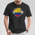 Colombia Flag Superhero Colombian Flag T-Shirt Lustige Geschenke