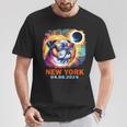 Colorful Bulldog Total Solar Eclipse 2024 New York T-Shirt Funny Gifts