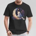 Cute Cat Crescent Moon Phases Purple Star Night Kawaii Cat T-Shirt Unique Gifts