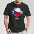 Czech Flag Cesko Heart Pride Roots T-Shirt Lustige Geschenke