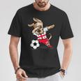 Dabbing Dog Georgia Football Georgian Flag Football T-Shirt Lustige Geschenke