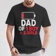 Dad Of 1 Boy And 2 Girls Low Battery Father's Day Dad T-Shirt Funny Gifts