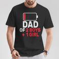 Dad Of 2 Boys And 1 Girls Low Battery Father's Day Dad T-Shirt Funny Gifts