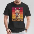 Damen Alpapa Alpaka Fan Lama Fan Liebhaberatertag Tiere Papa Mit-Ausschnitt T-Shirt Lustige Geschenke