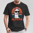 Damen Alpapaatertag Bester Papa Alpaka Alpapa Mit Sonnenbrille Mit-Ausschnitt T-Shirt Lustige Geschenke