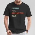 Damen Lustige Idee Zumatertag Ehemann Papa Grillmester Held Mit-Ausschnitt T-Shirt Lustige Geschenke