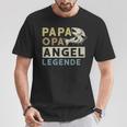 Damen Papa Opa Angel Legende Geschenk Zumatertag Für Angler Mit-Ausschnitt T-Shirt Lustige Geschenke