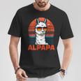 Damen Retrointage Alpapaatertag Bester Papa Alpaka Alpapa Mit-Ausschnitt T-Shirt Lustige Geschenke