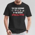 Die Vier Modernen Apokalyptischen Reiter T-Shirt, Schwarz, Spaßmotiv Lustige Geschenke