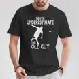 Disc Golf Never Underestimate The Old Guy Frolf Tree Golfing T-Shirt Unique Gifts