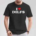 Divertido Me Encantan Los Dilf Me Encantan Los Dilf Red Heart Cool Camiseta unisex Regalos divertidos