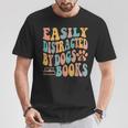 Easily Distracted By Dogs & Books Animals Book Lover Groovy T-Shirt Unique Gifts