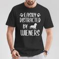 Easily Distracted By Wieners Dachshund Dog Lovers T-Shirt Unique Gifts