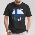 Elch & Waldmotiv T-Shirt im Finland-Flaggen Design Lustige Geschenke