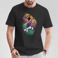 Farbenfrohes Abstraktes Kunst-Print T-Shirt in Schwarz Lustige Geschenke