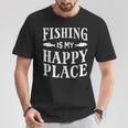 Fishing Is My Happy Place Fisherman Vintage Look T-Shirt Unique Gifts