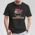 Funky Monster Gesicht T-Shirt Schwarz mit Farbakzenten Lustige Geschenke