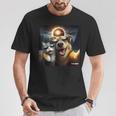 Cat And Dog Selfie With Solar 2024 Eclipse Wearing T-Shirt Funny Gifts