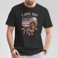 Dachshund Tattoo I Love Dad Fathers Day Patriotic T-Shirt Unique Gifts