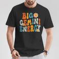 Gemini Big Energy Retro Smile Flower Zodiac Birthday Women T-Shirt Unique Gifts