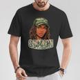 Gemini Queen Black Woman Camo Hat Locs Birthday T-Shirt Unique Gifts