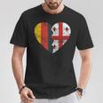 Georgische Deutsche Flagge Herz Deutschland Georgien Flagge Wurzeln T-Shirt Lustige Geschenke