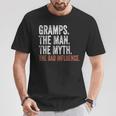 Gramps The Man The Myth The Bad Influence Father's Day T-Shirt Personalized Gifts