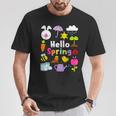 Hello Spring And Easter Day 2024 Bunny Hello Spring Toddler T-Shirt Funny Gifts