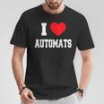 I Love Automats Schwarzes T-Shirt, Herz-Motiv Design Lustige Geschenke