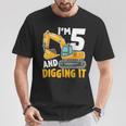 I'm Five 5 Year Old 5Th Birthday Boy Excavator Construction T-Shirt Unique Gifts