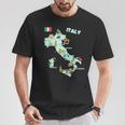 Italy Map Italian Landmarks Hand Drawn Symbols Cities Flag T-Shirt Unique Gifts