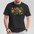 Junenth Nurse Groovy Retro African Scrub Top Black Women T-Shirt Unique Gifts